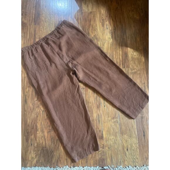 QUINCE European Linen Pants SUSTAINABLE FASHION BRAND Chocolate Brown XL - Picture 4 of 4